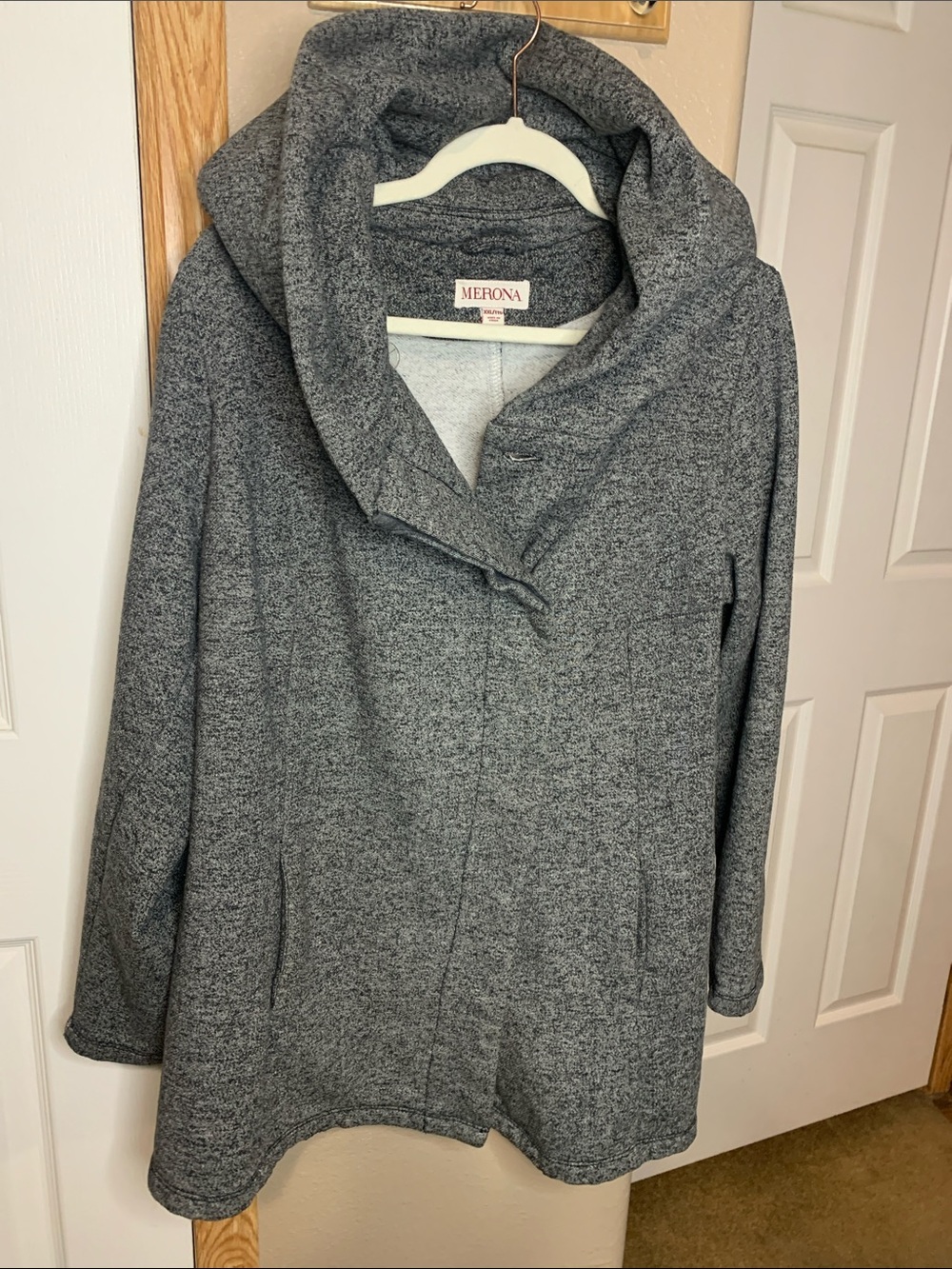 MERONA Heather Gray Hooded LIghtweight Pea Coat